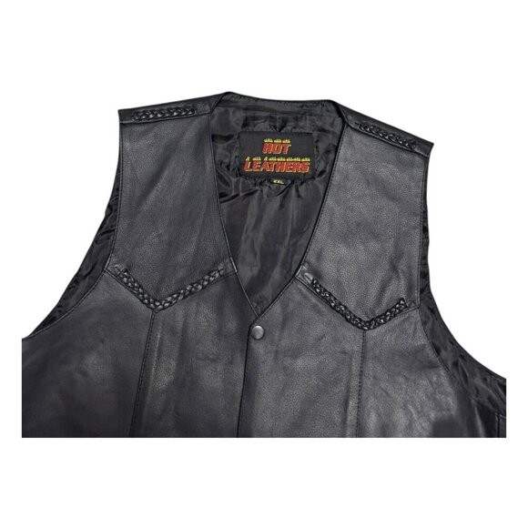 HOT LEATHERS Braided Leather Retro Motorcycle Biker Casual Riding Vest Mens 2XL - Picture 2 of 7